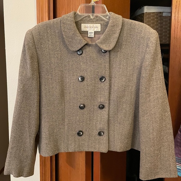 Jones New York gray wool double breasted blazer - Picture 2 of 6